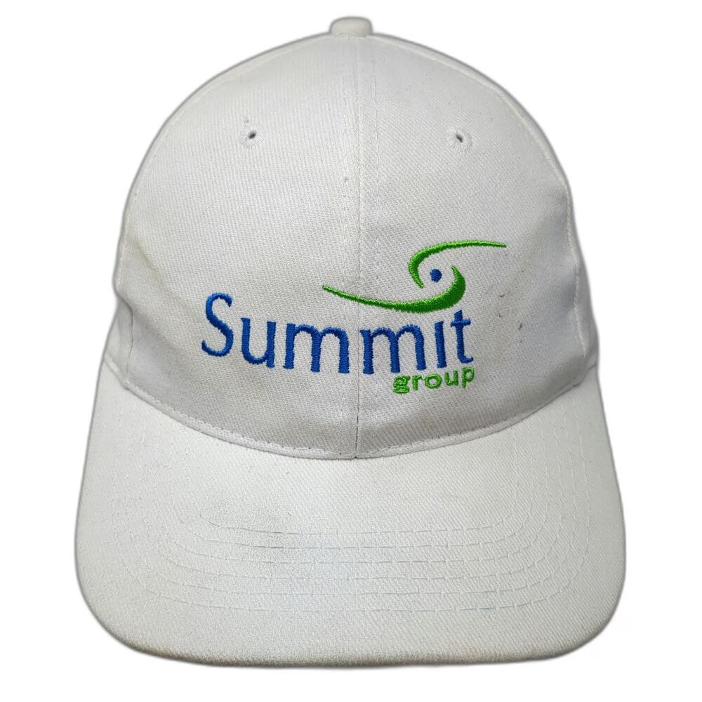 Summit Group Logo White Baseball Cap Hat One Size Slideback Embroidered Cotton